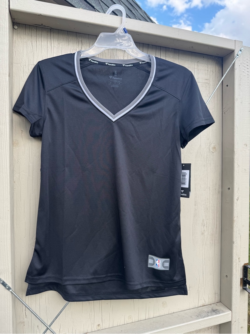 Fanatics Women’s Black V-Neck Short Sleeve Jersey with Gray Trim